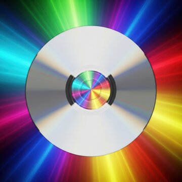 A shiny silver compact disc used for storing massive amounts of computer data, software applications, and digital multimedia files, distribution, cdrom, surface