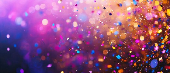 Colorful confetti background with sparkling light effects and shine