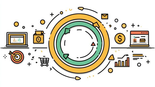 Understanding the Recurring Revenue Flywheel Concept With Smooth Circular Motion Integrating Acquisition, Engagement and Retention Elements