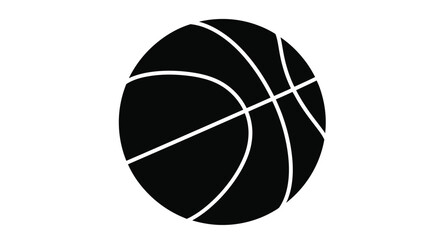 A black basketball with white lines a striking silhouette