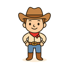 Obraz premium Cute Cartoon Cowboy Character Illustration Western Mascot