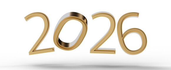 Stylish 3D illustration of the year 2026. Perfect for new year greetings and design projects. Ready to be used for comme © vegefox.com