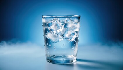 Cold Water Glass with Clear Ice Cubes Detail