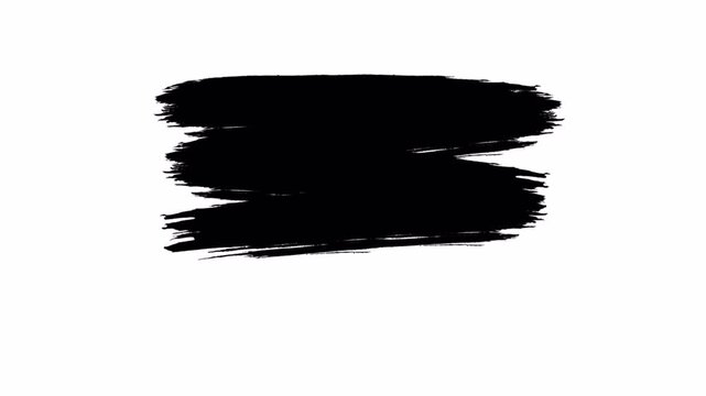 Abstract black paint brush stroke on white background, artistic texture element.