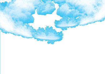 Obraz premium Bright blue sky with fluffy white illustrated clouds background