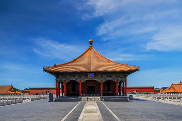 Fototapeta premium The Forbidden City Hall Beijing Panoramic View - Imperial Palace Architecture