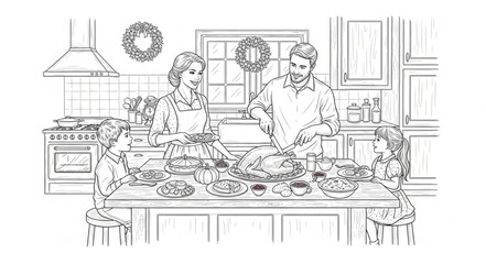 Family Gathering Around Dinner Table.