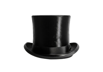 Classic black top hat, formal attire accessory, isolated subject.