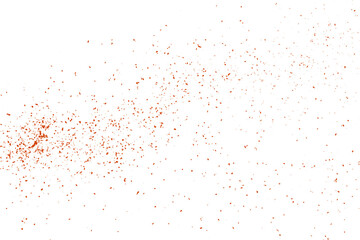 Close Up Of Orange Confetti Fragments On White.