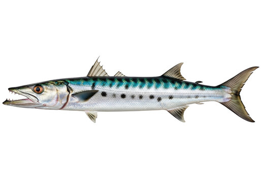 Detailed illustration of a silver and blue fish with distinctive markings isolated on transparent background