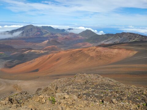 The Trade winds bring moisture and rain to the Eastern part of the Healakala Crater in Maui, Hawaii