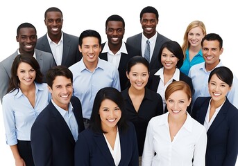 Fototapeta premium Diverse professional team with smiling executive business people posing together in a studio for corporate success and collaboration projects