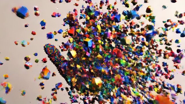 Abstract colorful cubes forming a pattern emerging and dissolving with a clean background for graphic design projects