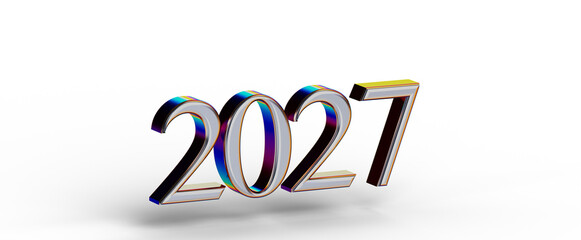 3D render of the year 2027 in stylish design. Perfect for new year greetings and concept representation. Suitable for pr © vegefox.com