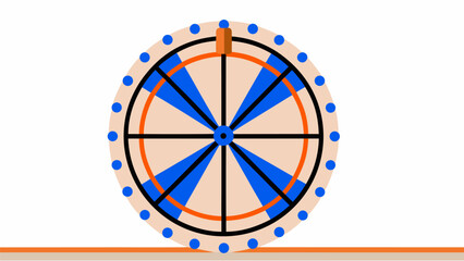 Obraz premium Vibrant dartboard with blue and orange sections on beige background