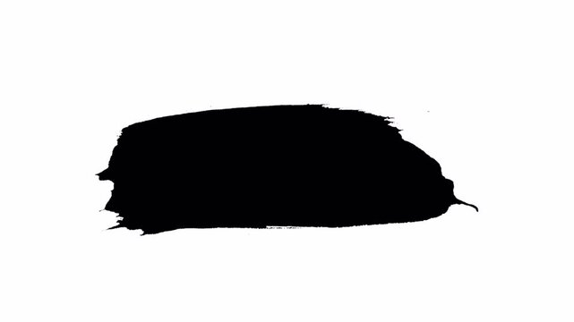 Abstract Black Paint Stroke on White Background.