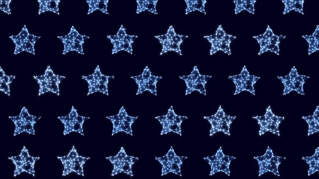 Animated Blue Star Grid Pattern Seamless Loop Background, 4K UHD Video