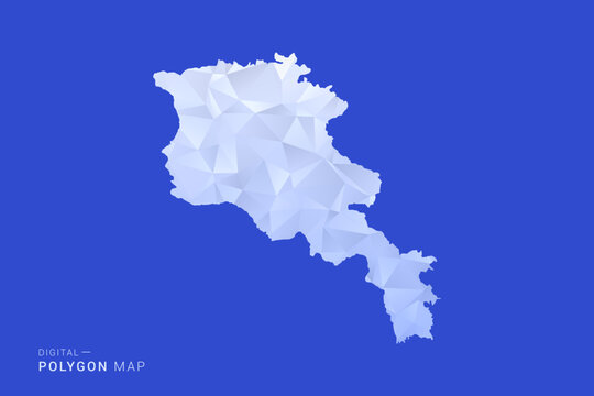 Armenia Map - Polygon Style Vector Illustration in Blue and White Gradient, Low Poly Geometric Design, Isolated on Solid Background for Infographics and Digital Use.