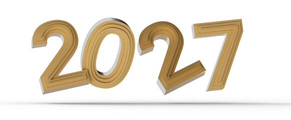 2027 New Year sign in a modern wooden design. Perfect for celebrations, greetings and future concept visuals. Ideal for © vegefox.com
