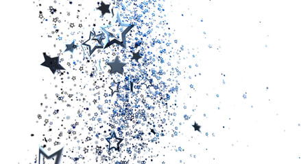 Obraz premium Abstract background featuring falling blue stars confetti. Perfect for festive designs, celebrations, and backgrounds. I