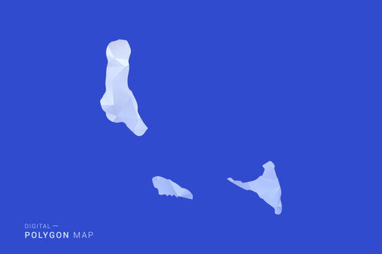 Comoros Map - Polygon Style Vector Illustration in Blue and White Gradient, Low Poly Geometric Design, Isolated on Solid Background for Infographics and Digital Use.