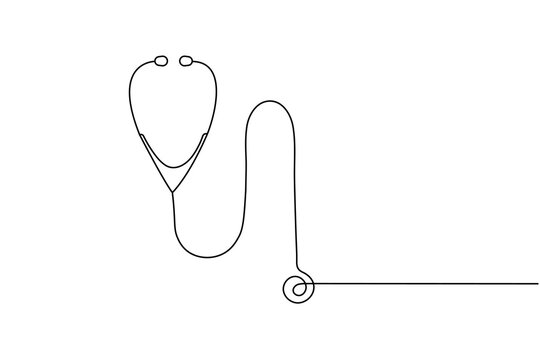 Stethoscope one continuous line drawing minimalist medical equipment vector illustration