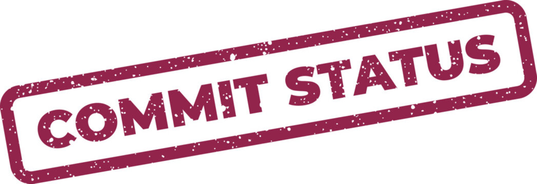 Distressed rectangle rubber stamp graphic with the text commit status, useful for project updates