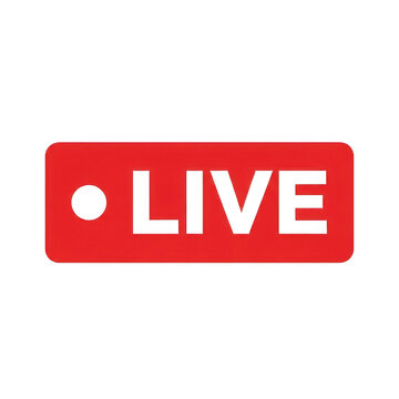 Red live broadcast icon isolated on transparent background