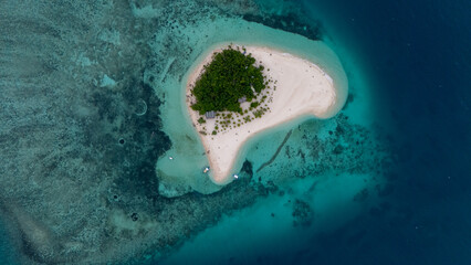 Drone Aerial view of the beautiful Patawan island in Balabac, Philippines. © Roger