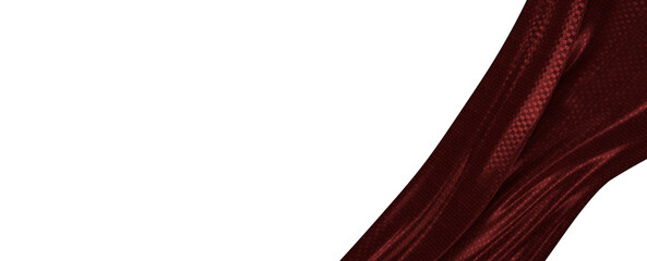 Elegant image of burgundy fabric cascading with a check pattern, against a clean white backdrop, creating a sense of lux © vegefox.com
