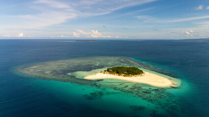 Drone Aerial view of the beautiful Patawan island in Balabac, Philippines. © Roger