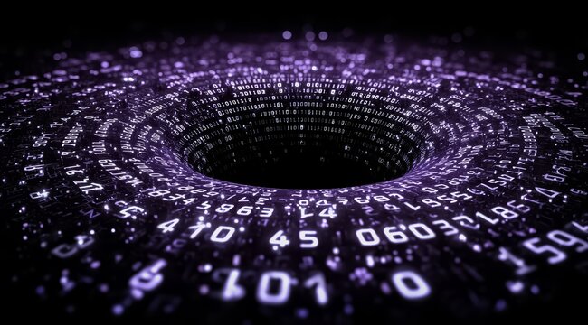 Black and purple image of a spiral with numbers on it. The numbers are in a spiral pattern and are all different sizes