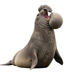 Fototapeta premium Elephant Seal Male Northern Marine Mammal Animal Wildlife Nature Ocean Sea Pinniped Aquatic Habitat Isolated