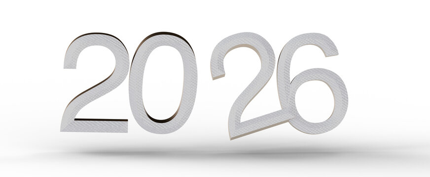 2026 text with white numbers in 3D effect. Concept of future, planning, new year, hope, and vision. Ideal for design nee