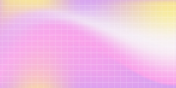 Pink blue gradient blurred checkered background with stars. Groovy retro checkered wavy background 90s 2000s.