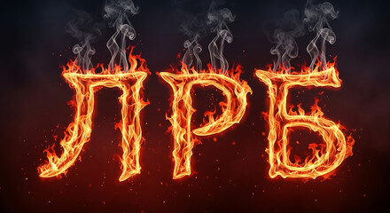 Fiery Cyrillic Text Burning Flames Dark Background