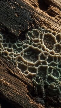 Organic Cell Structures (Microscope) rotting wood texture; close-up detail; subtle movement; export-ready loop; no trademarks; no faces; no people; no brands; no logos; no copyrighted IP scene 3