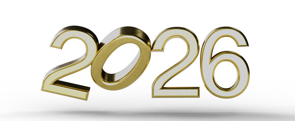 Stylish 3D rendered image of the year 2026. Perfect for New Year's greetings, future-themed designs, and financial prese © vegefox.com