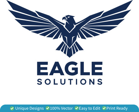 Eagle Logo Vector &ndash; Flying Falcon Mascot Emblem, Hawk Sport Team Badge Design