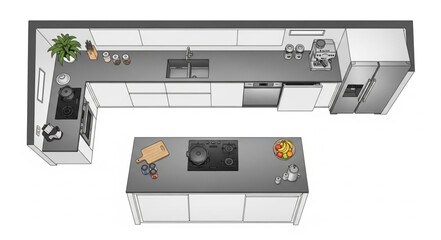 Modern Kitchen Floor Plan Design.