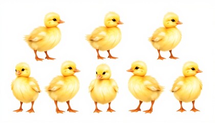 Cute Watercolor Ducklings Sticker Sheet