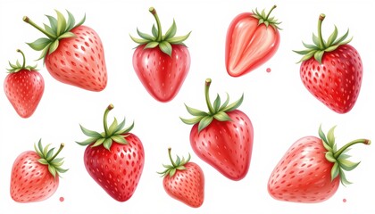 Watercolor Strawberry Sticker Sheet Pastel Tones