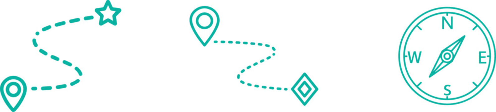 Navigation icons for travel and adventure planning