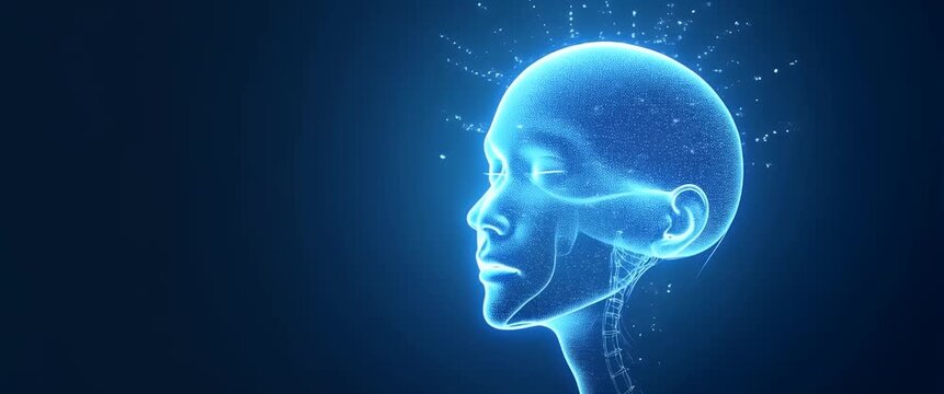 Futuristic digital brain concept with glowing neural connections gently pulsating, camera slowly tracking around, in a cinematic style, ideal for technology and innovation themes.