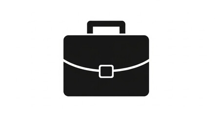 Black Briefcase Icon Symbol For Business And Work.