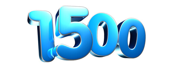 Blue number 1500 3d illustration sign . Advertising signs. Product design. Product sales