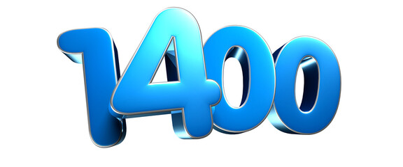 Blue number 1400 3d illustration sign . Advertising signs. Product design. Product sales