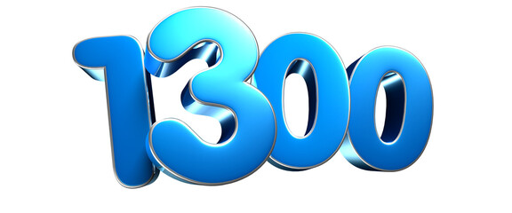 Blue number 1300 3d illustration sign . Advertising signs. Product design. Product sales