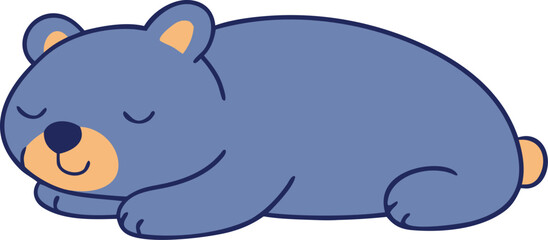 dark blue sleeping bear cartoon character illustration