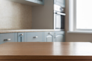 Wooden tabletop kitchen interior background